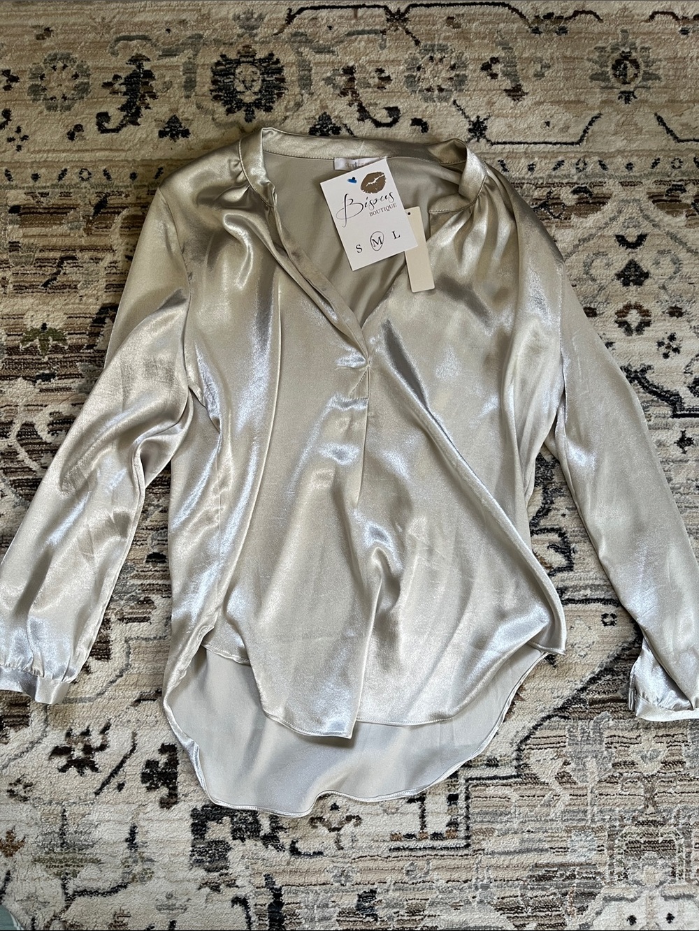 Olivaceous Silver Satin Blouse